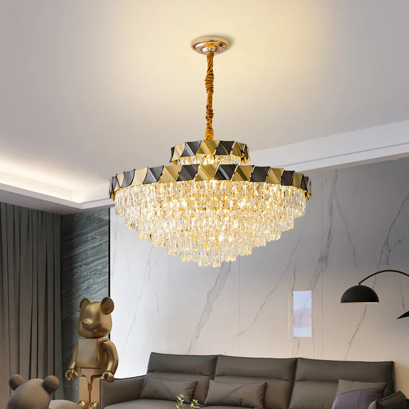 Afralia™ Modern Crystal Chandelier for Living Room Dining Bedroom LED Lighting