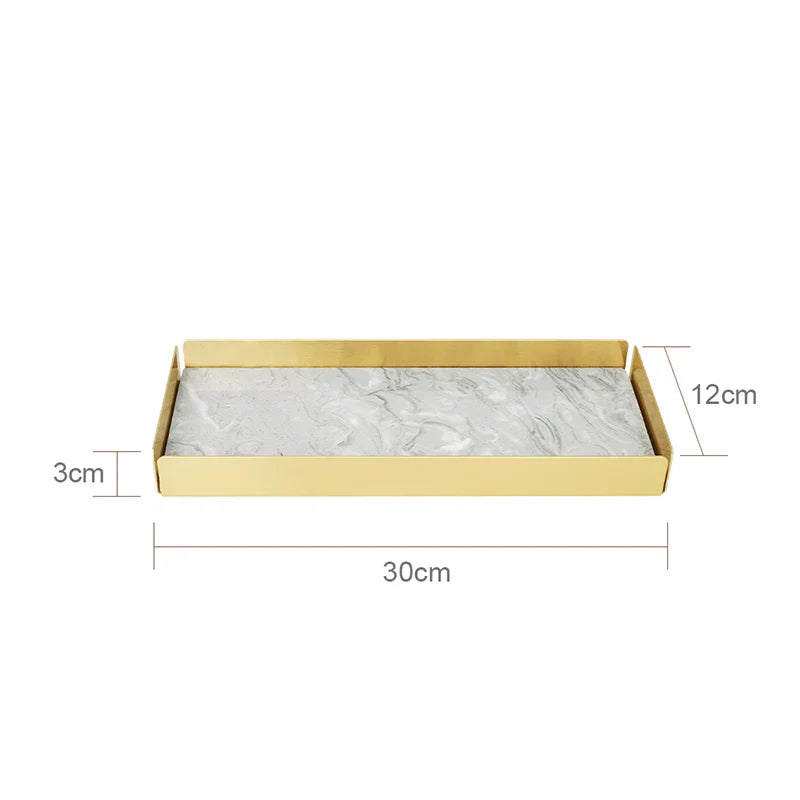 Afralia™ Marble Vanity Mirror Tray Luxury Bathroom Accessories