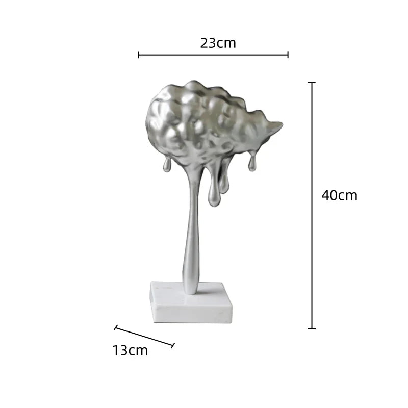 Afralia™ Silver Cloud Rain Resin Sculpture Home Decor Figurine