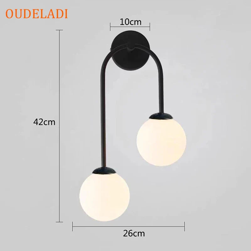 Afralia™ Glass Ball LED Wall Lamp for Modern Living Room Decor