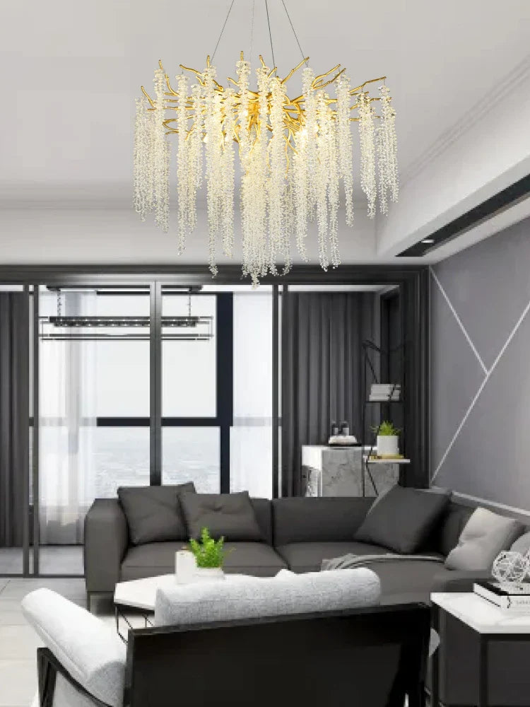 Afralia™ Luxury Crystal Chandelier Pendant Light Modern LED for Living Room Bedroom Restaurant