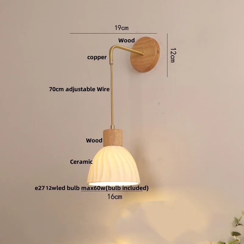 Afralia™ Adjustable LED Wall Light Fixture with Ceramic Wood Base for Home Decor