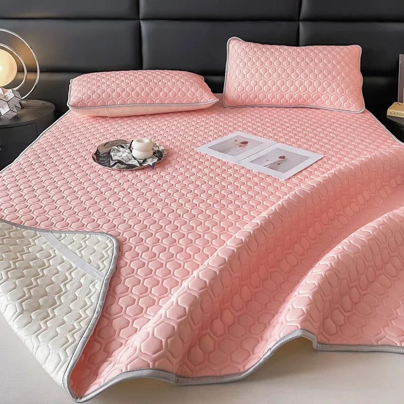 Afralia™ Cool Latex Filled Bed Sheet Set with Ice Silk Cooling Mat & Pillowcases