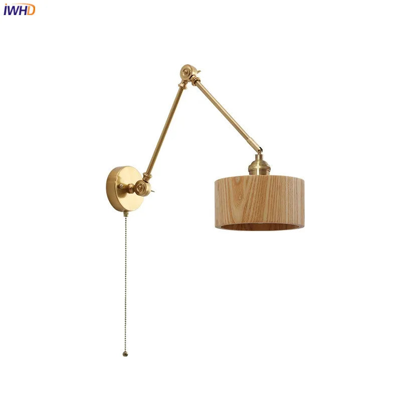 Afralia™ Swing Arm Wood LED Wall Sconce Up Down Light Switch Bedroom Stairway