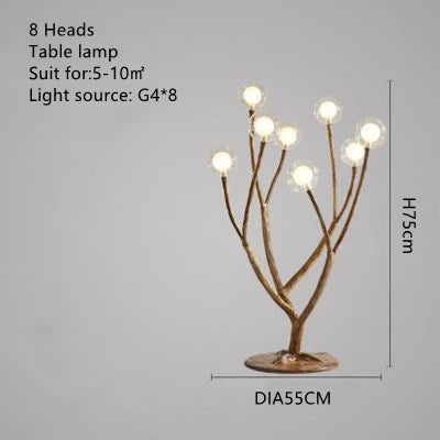 Resin Tree Branch Chandelier G4 Bubble Pendant Light by Afralia™ - Retro Glass Hanging Lamp