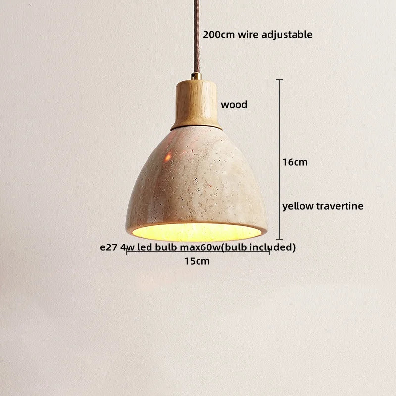 Afralia™ LED Yellow Travertine Hanging Lamp for Home Decor and Lighting Fixtures