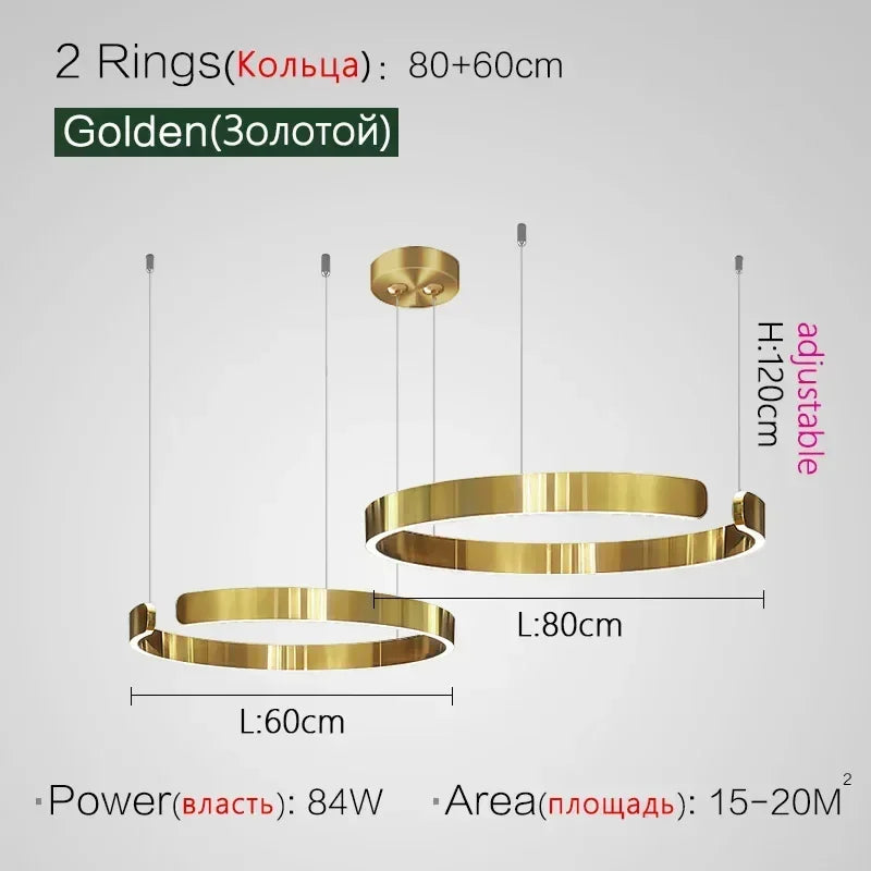 Afralia™ Minimalist Circle Rings Ceiling Chandelier Pendant Light for Home Decor