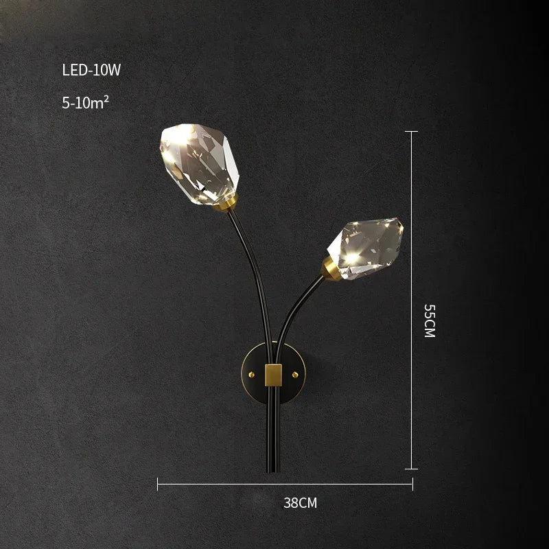 Afralia™ Modern Gold Black Crystal Chandelier LED Light