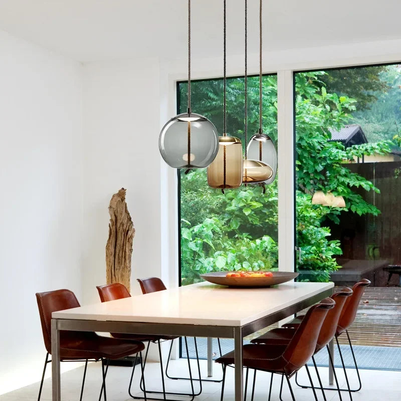 Afralia™ Modern LED Glass Chandelier for Living Room Bedroom Kitchen Pendant Lamp