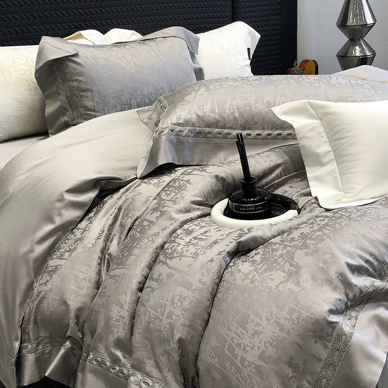 Afralia™ Luxury Jacquard Cotton Lyocell Bedding Set with Breathable Duvet Covers