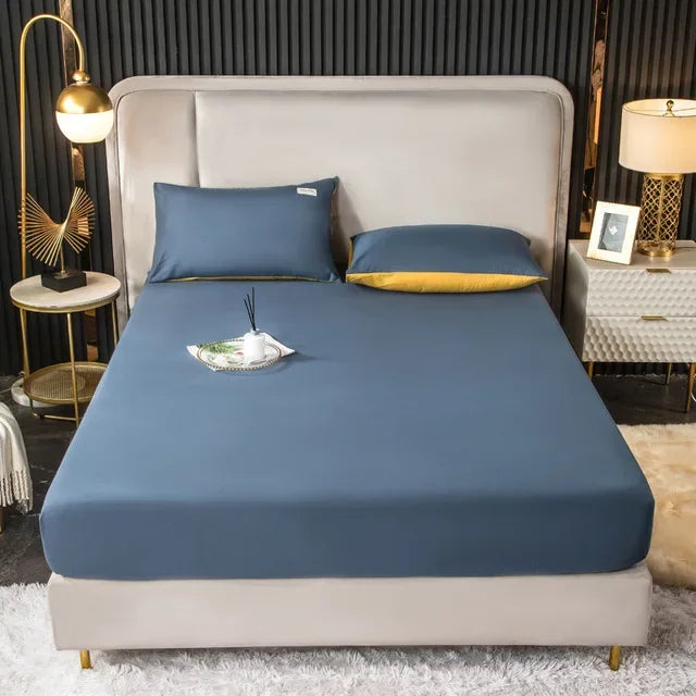Afralia™ Thicken Sanded Double Bed Fitted Sheet Set with Pillow Covers