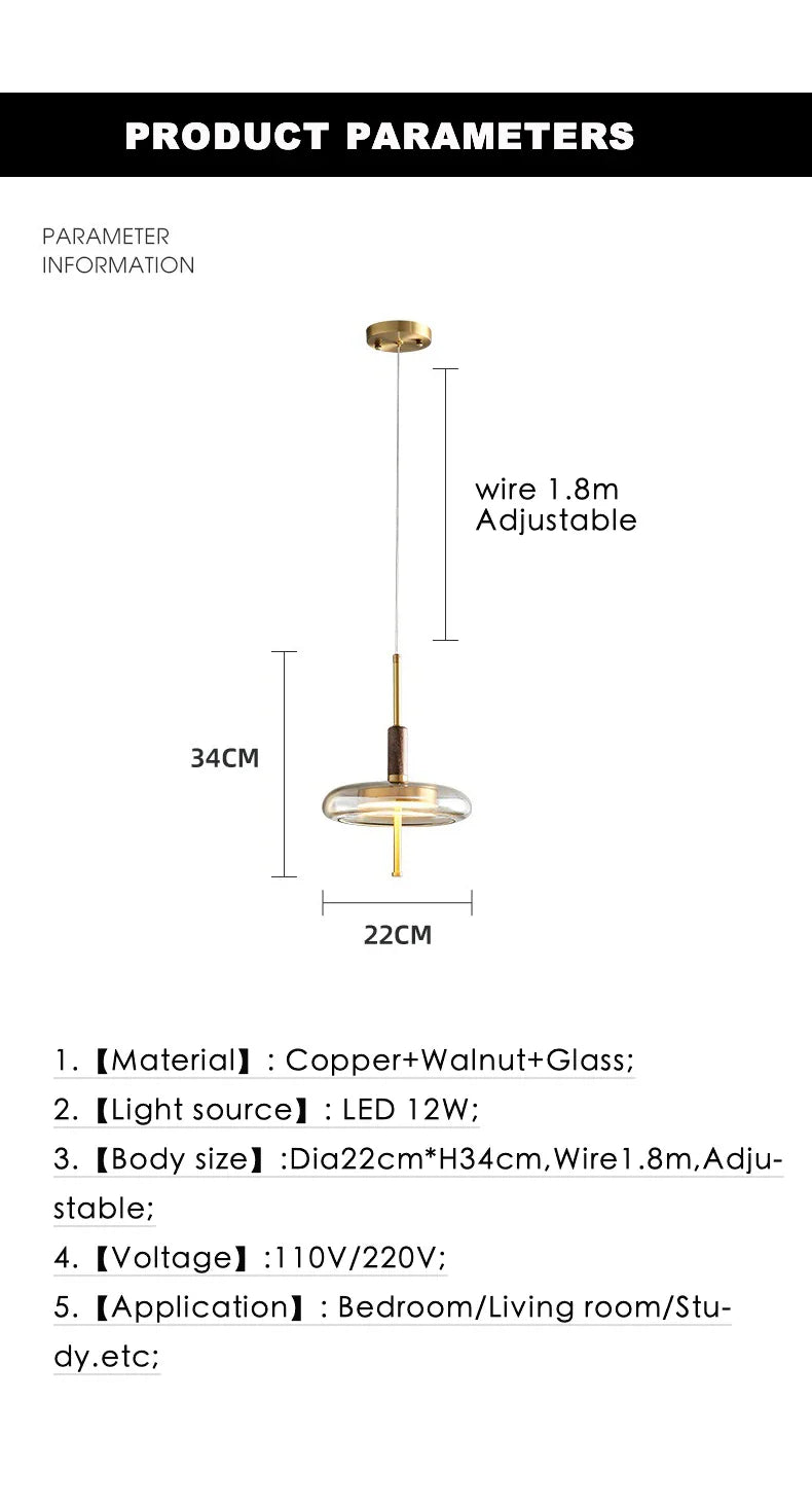 Afralia™ Walnut LED Pendant Lamp for Modern Living Spaces