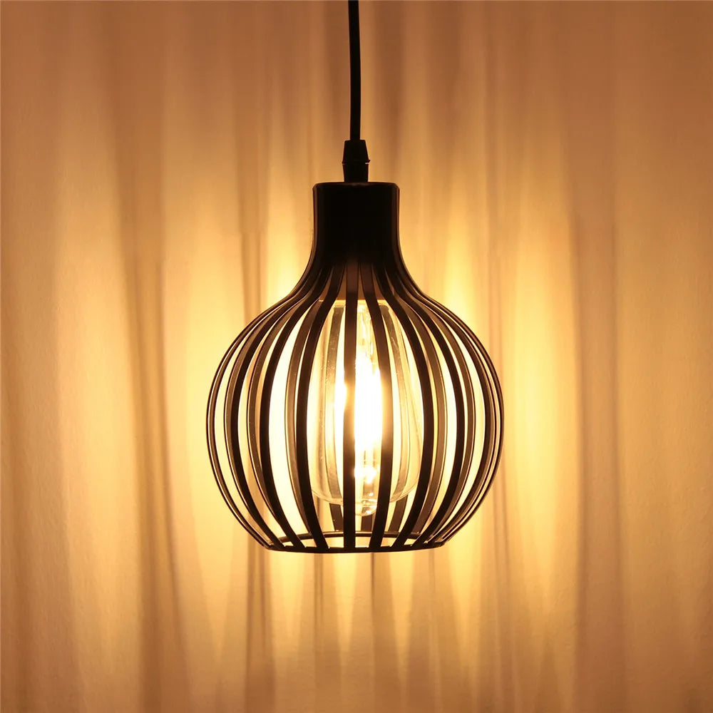 Afralia™ Vintage Iron Cage Pendant Lights | Dining Chandelier Kitchen Lighting | E27 Hanglamp