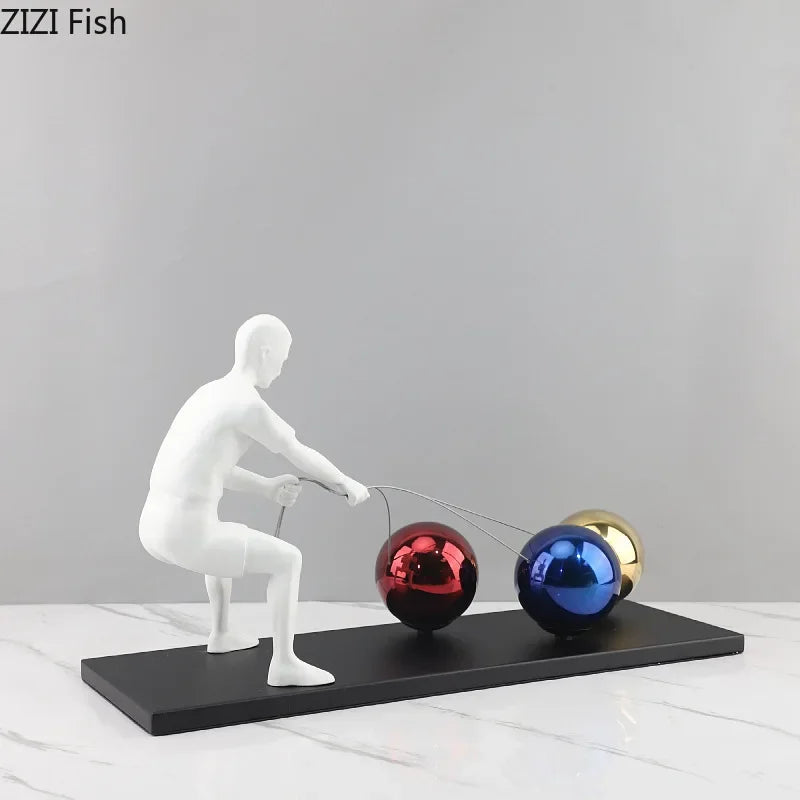 Afralia™ Abstract Character Metal Sculpture Desk Ornament Aesthetic Room Decor