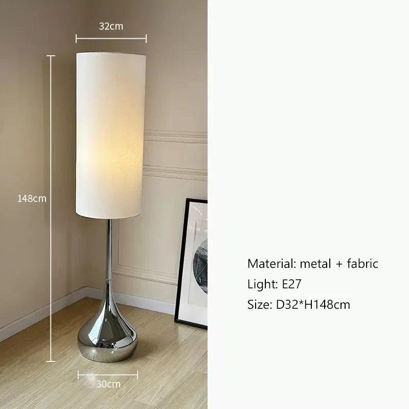 Afralia™ Cream Fabric Shade LED Floor Lamp | Nordic Minimalist Style for Bedroom & Living Room