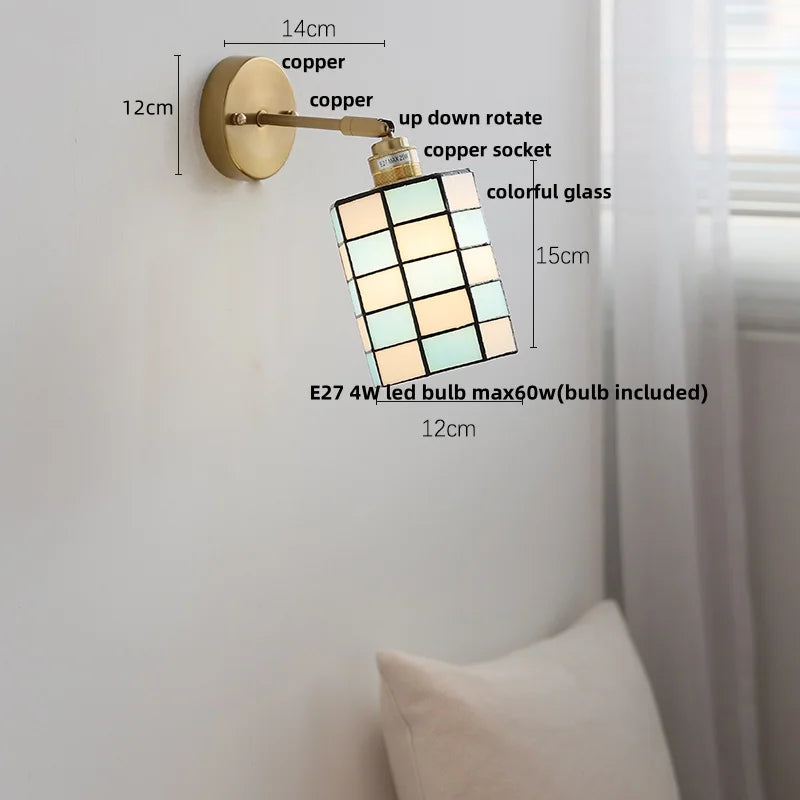 Afralia™ Rotatable Glass LED Wall Lamp with Copper Socket and Pull Chain Switch