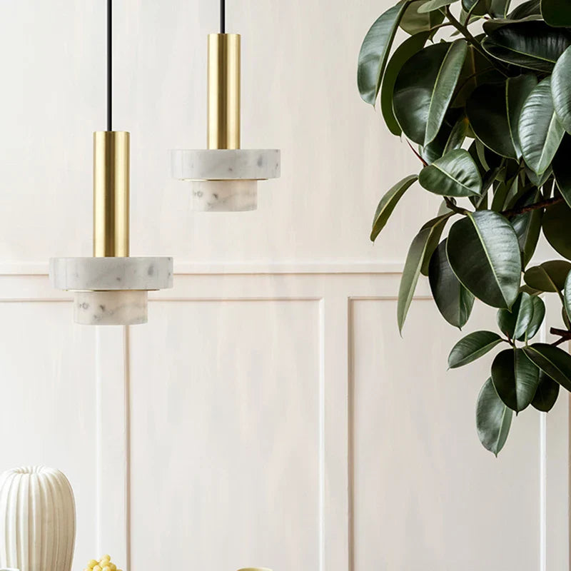 Afralia™ Small Stone Pendant Lights Snowflake Marble Hanging Lamp for Modern Home-appliance Décor