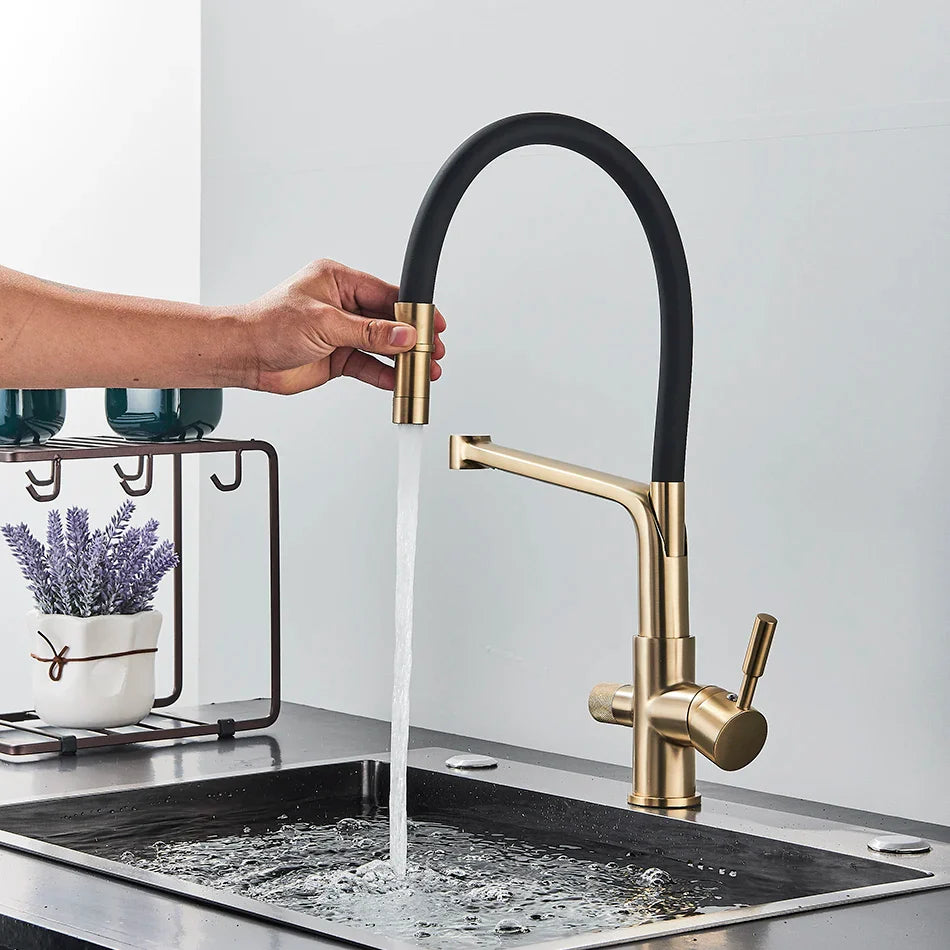 Afralia™ Dual Spout Kitchen Filter Faucet: 360° Rotation Drinking Water Purification Mixer