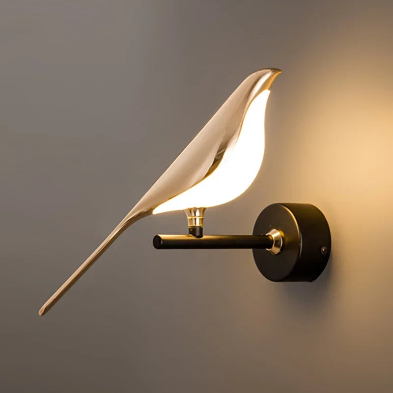 Afralia™ Golden Bird LED Wall Lamp Rotatable Wall Sconce