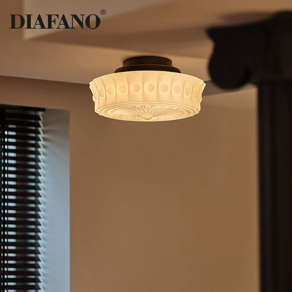 Afralia™ Nordic Bauhaus Retro Bedroom Ceiling Light Glass Fixture