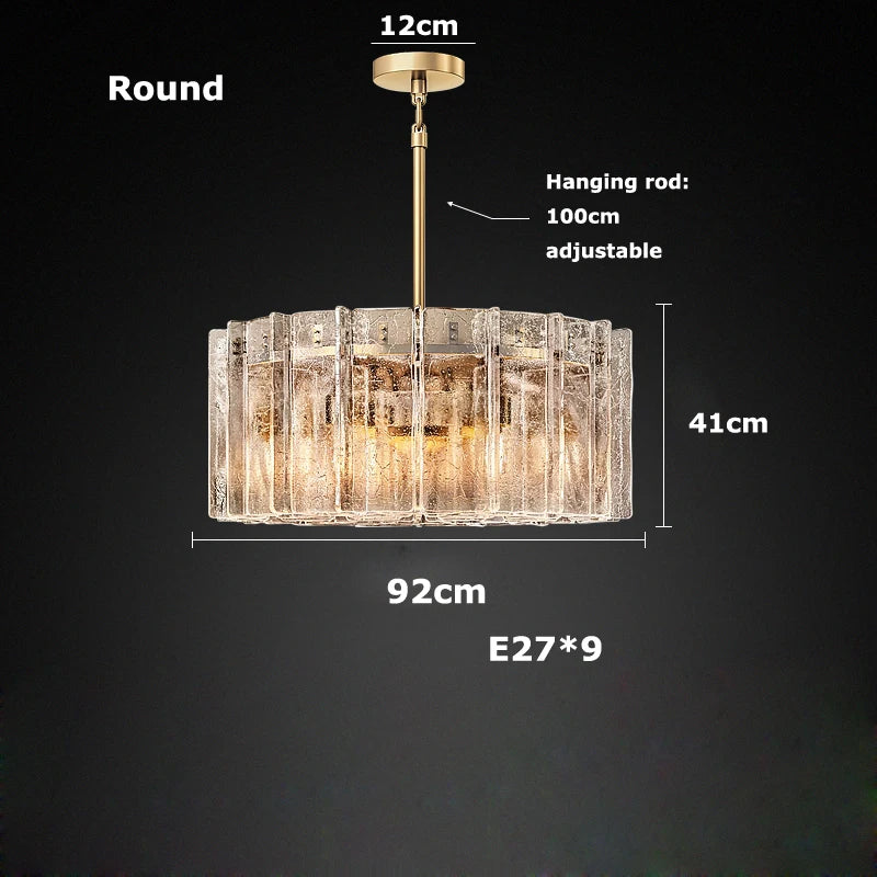 Afralia™ LED Gold Smoky Gray Glass Chandelier - Creative Living Room Ceiling Fixture