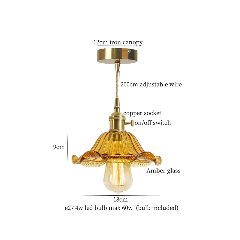 Afralia™ Glass LED Pendant Light for Home Restaurant Cafe Nordic Minimalism Copper Lamps