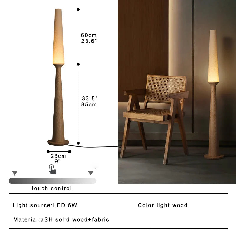 Afralia™ Nordic Wooden Floor Lamp with Black Fabric Lampshade for Home Decoration