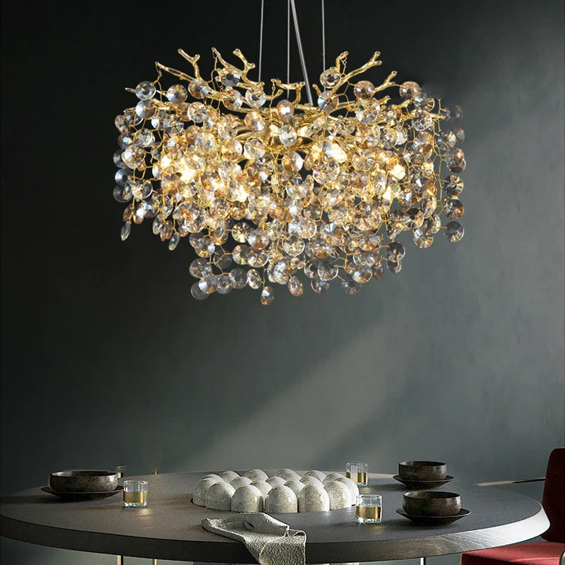 Afralia™ Luxury Crystal Chandelier for Villa Dining Room Living Room Bedroom