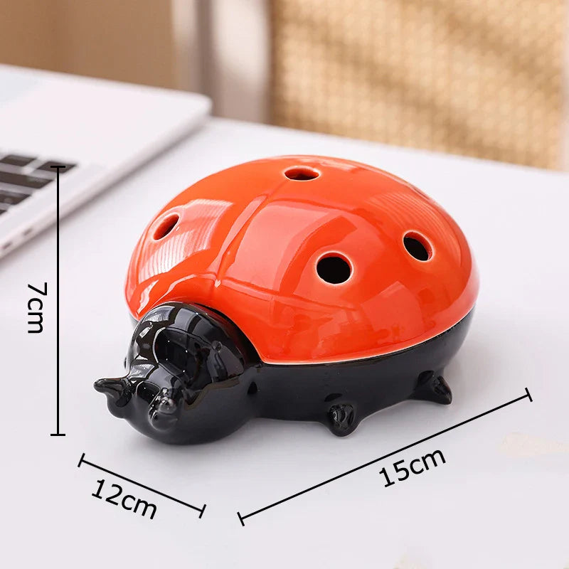 Afralia™ Ladybug Ceramic Ashtray - Windproof Desk Decoration & Smoking Accessory