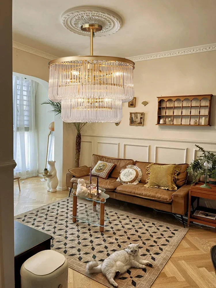 Afralia™ Glass Bar Chandelier Minimalist Designer Hanglamp for Living Room Luxe Lighting