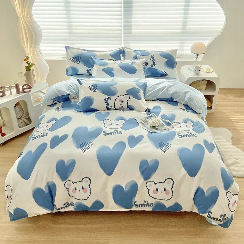 Afralia™ Aloe Cotton Printed Bed Sets 4Pcs Soft Cozy Bedding Set for Adults