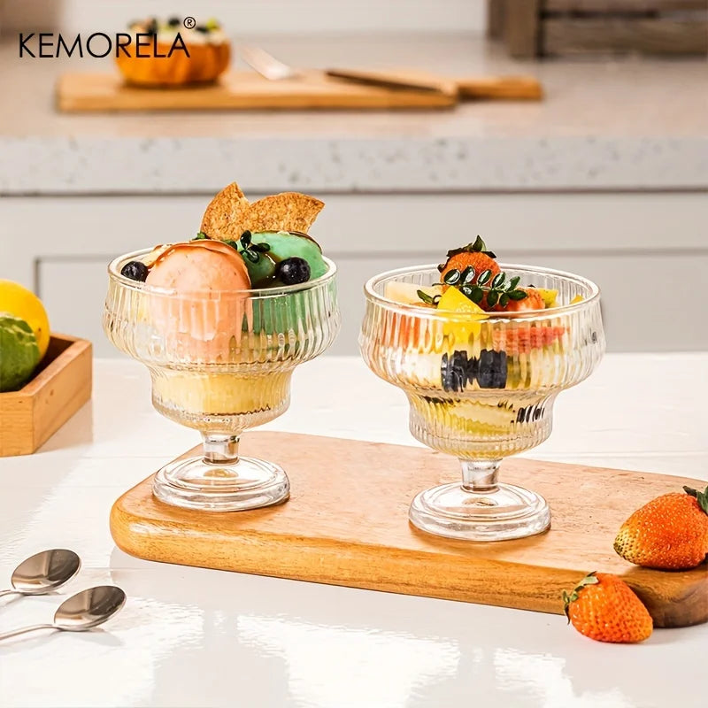 Afralia™ Origami Style Glass Dessert Cups - Set of 2 | Perfect for Ice Cream, Fruits, and Cocktails