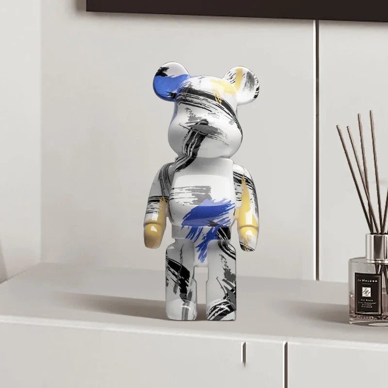 Afralia™ Graffiti Bear 27cm Figurine | Modern Home Decor Statue & Money Jar
