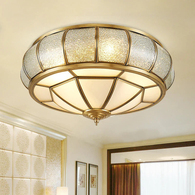 Afralia™ Nordic Copper Ceiling Light Glass Lampshade Retro Loft Fixture for Living Room