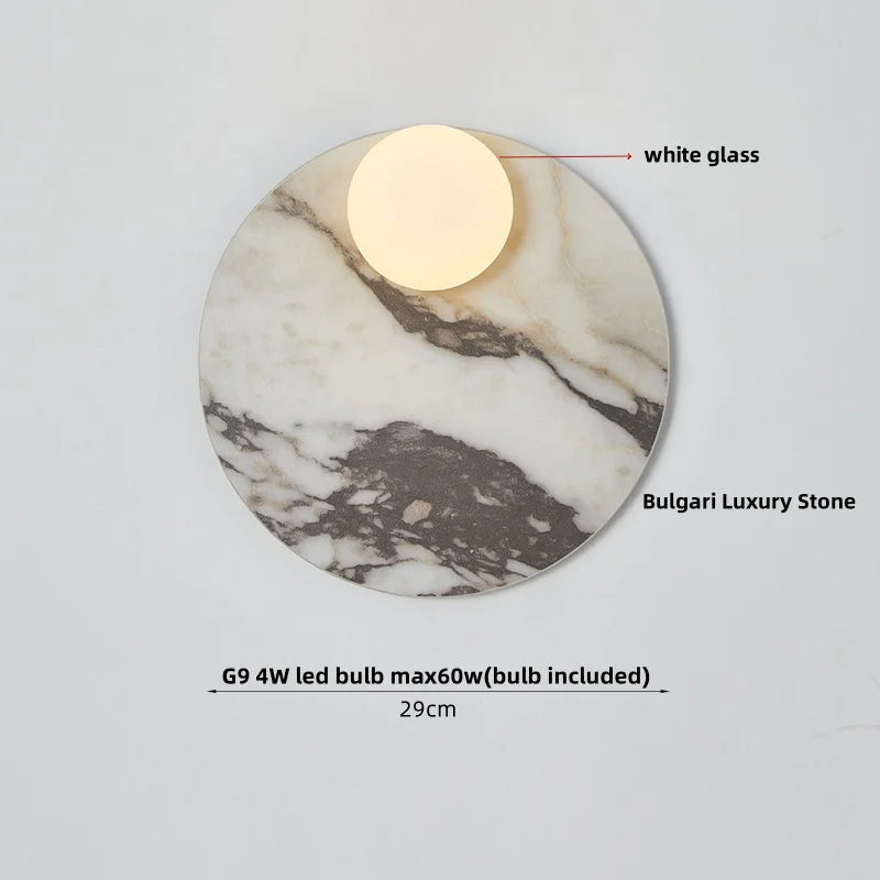 Afralia™ Wabi Sabi LED Wall Light Fixture Stone White Glass Wall Sconce