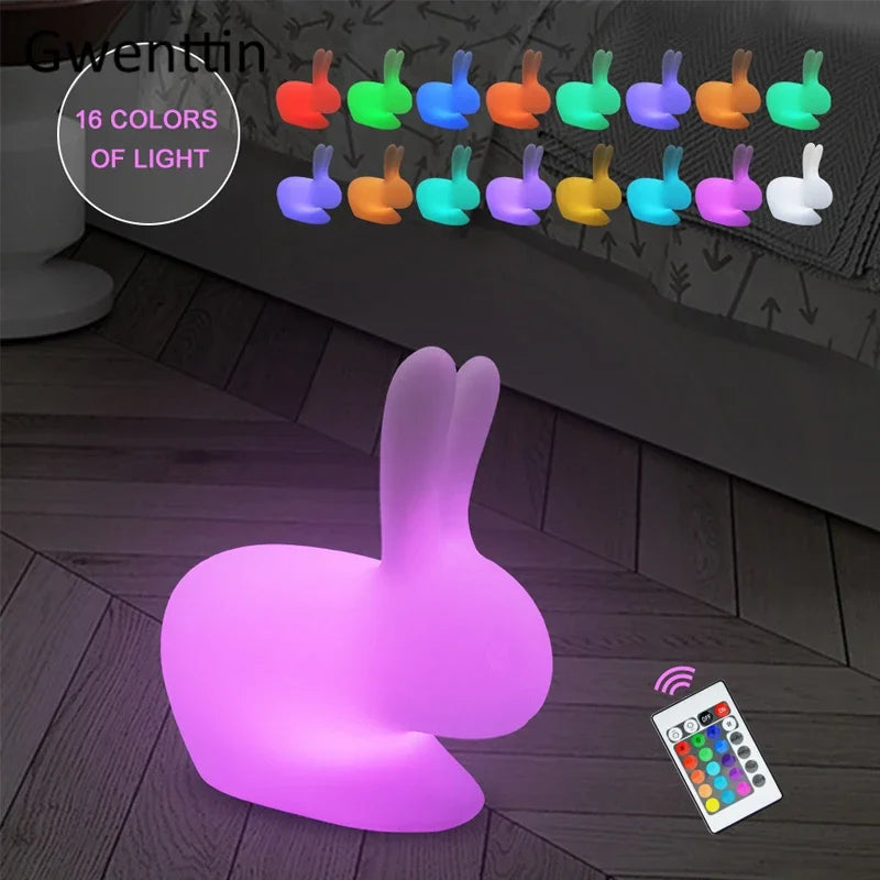 Afralia™ Rabbit LED Night Light with Remote Control for Kids' Bedroom Decor