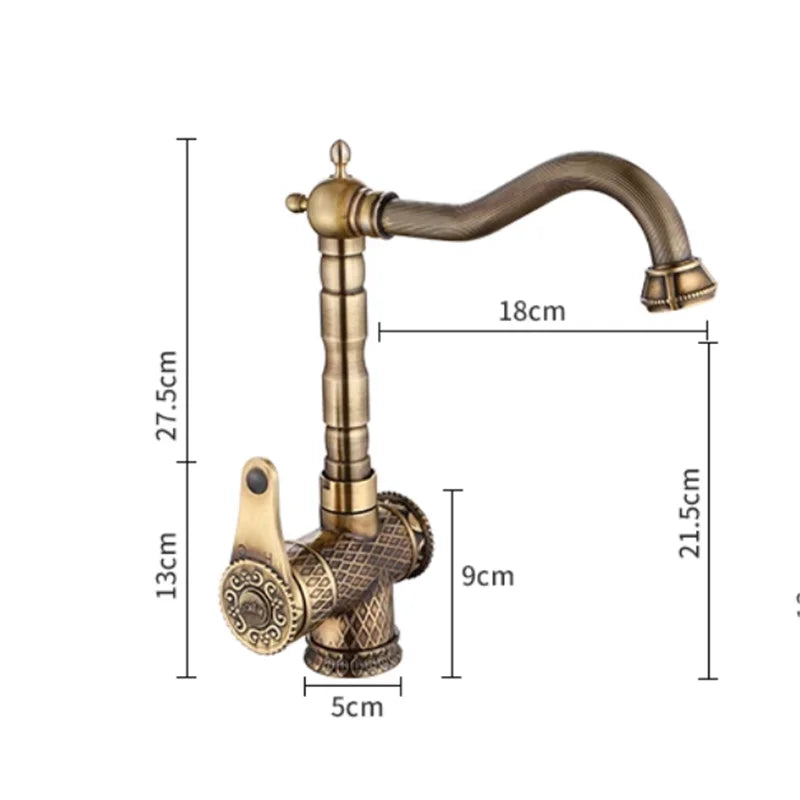 Afralia™ Antique Bronze Bathroom Sink Faucet Deck Mounted Lavotory Faucet