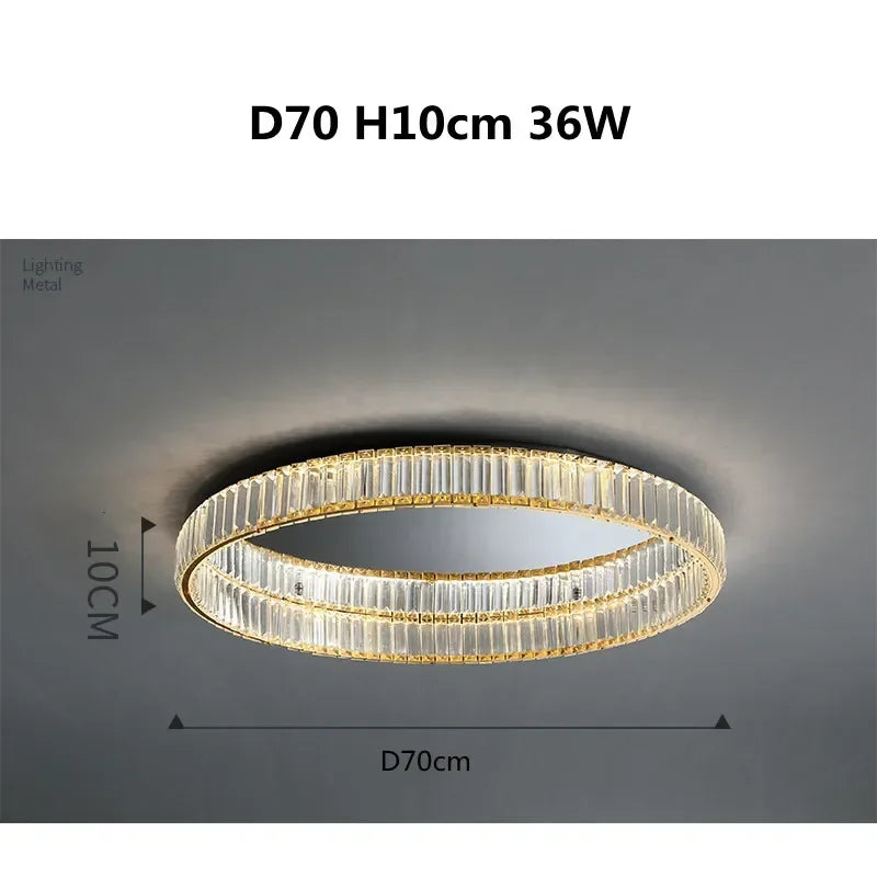 Afralia™ Gold Steel LED Dimmable Ceiling Lights Luxury Crystal Fixture