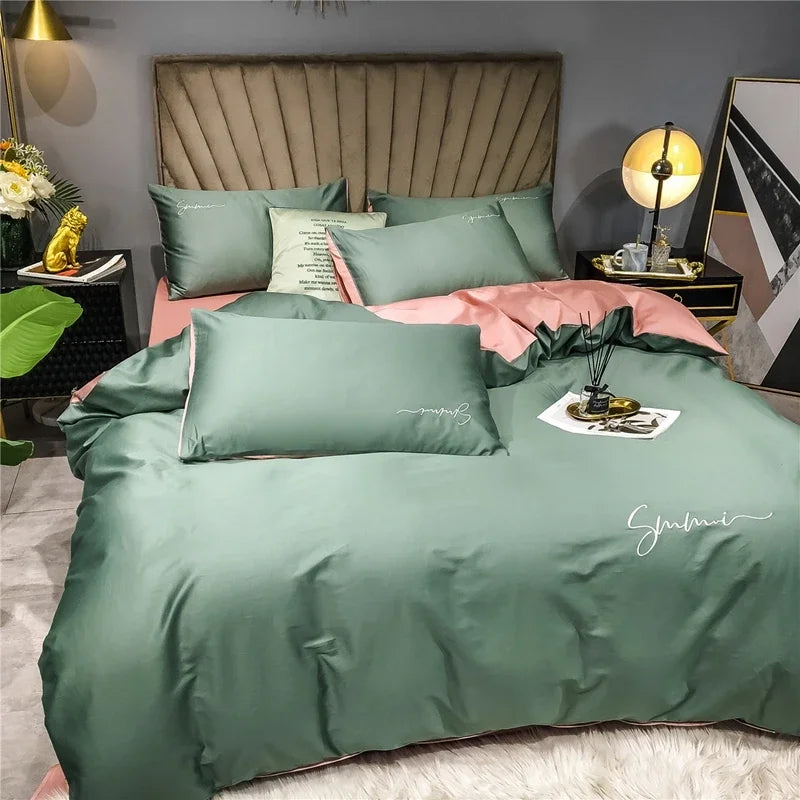 Afralia™ Egyptian Cotton Bedding Set with Sheet Pillowcase Blanket Cover - Queen King Size