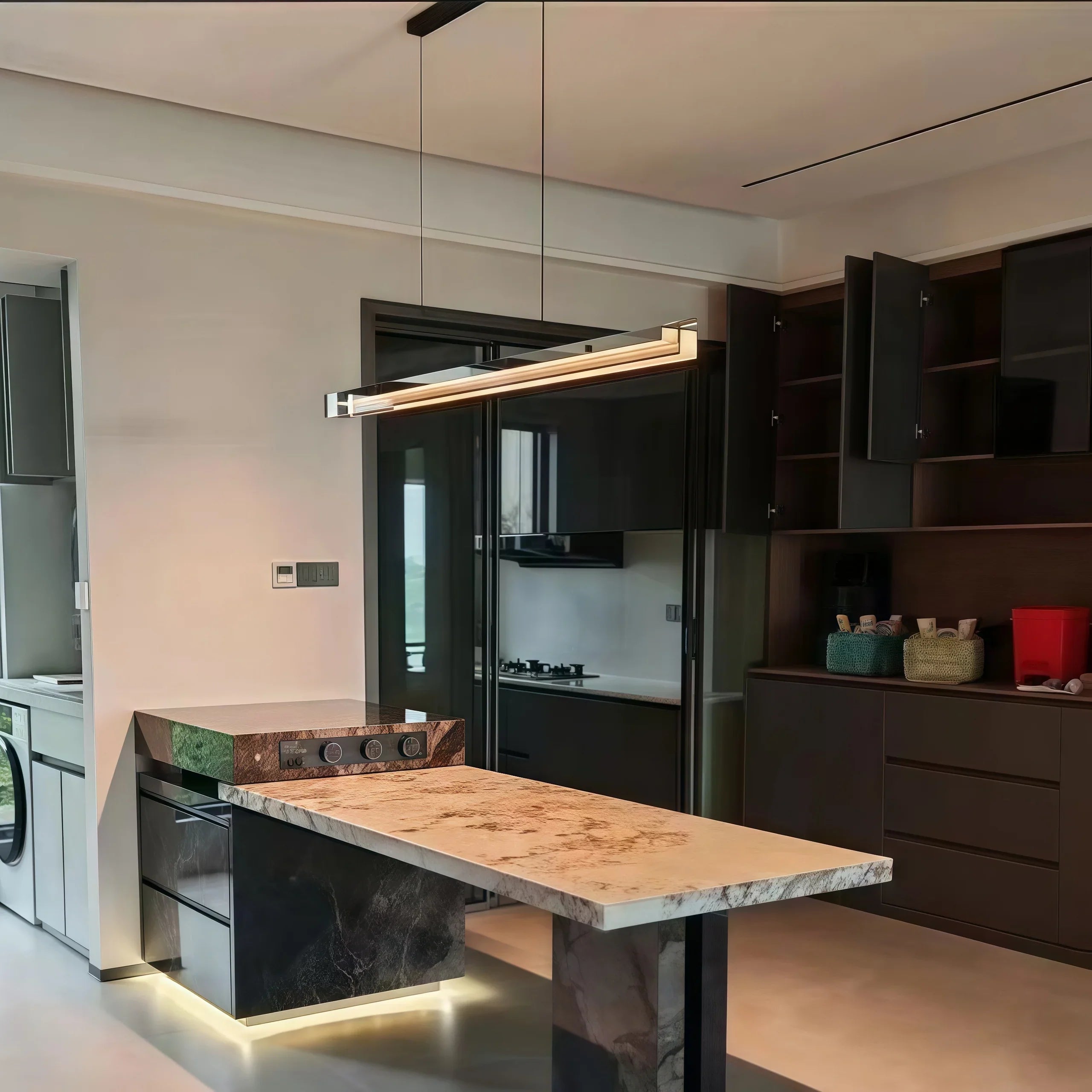 Afralia™ Glass Pendant Light Bar LED Linear Strip Modern Lighting