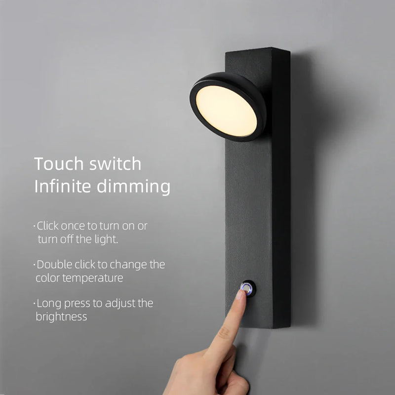 Afralia™ Dimmable LED Wall Lamp 5W, Adjustable Angle, Touch Switch, 3-CCT Rotation