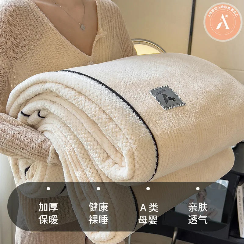 Afralia™ Light Luxury Velvet Plush Cotton Blanket