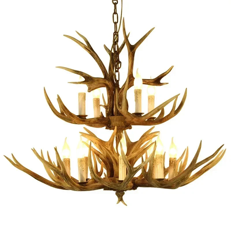 Afralia™ Antler Deer Chandelier: Rustic Resin Hanging Lamp for Living Room & Loft