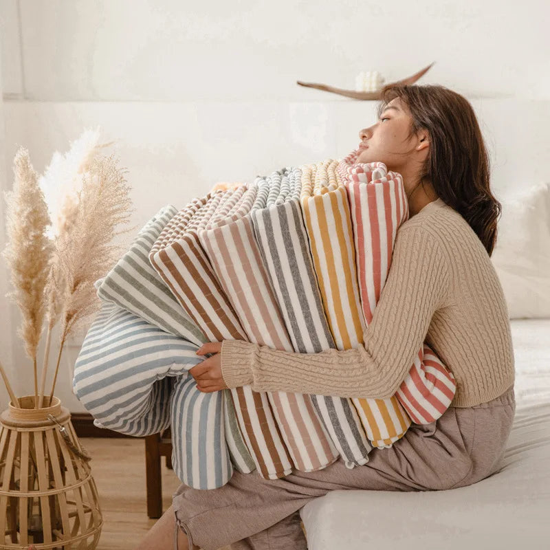 Afralia™ Striped Knitted Cotton Quilt Blanket - Lightweight & Cozy Bedding for Adults and Kids