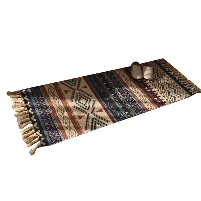 Afralia™ Linen Plaid Cotton Weave Carpet - Bohemian Style Rug for Living Room, Bedroom, and Home Decor