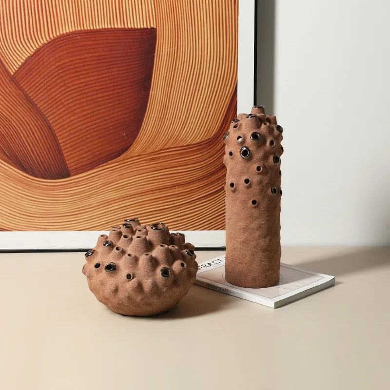 Afralia™ Coral Ball Ceramic Ornaments: Coarse Pottery Artworks for Stylish Home Décor