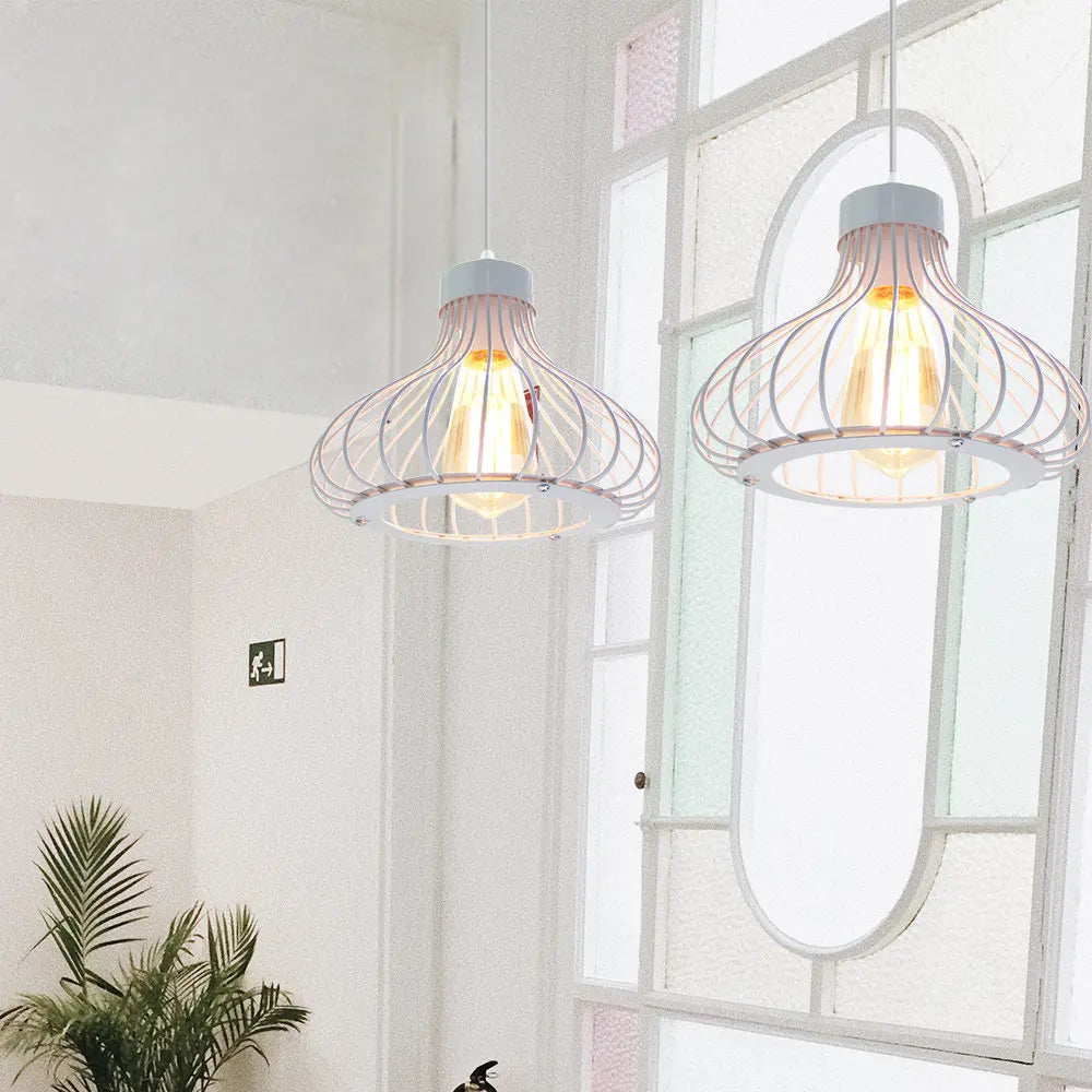 Afralia™ Industrial Cage LED Pendant Light for Modern Vintage Chandelier in Living Room