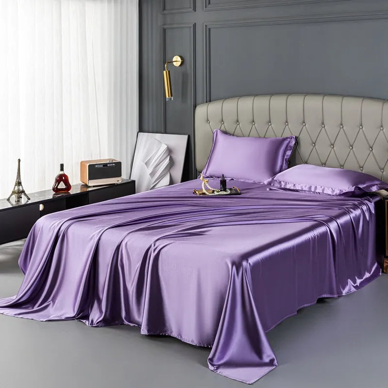 Afralia™ Mulberry Silk King Size Sheet Set - Luxury Soft Bed Cover in Solid Color