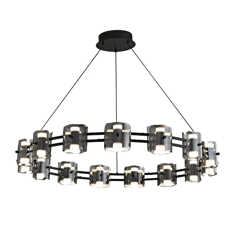 Afralia™ Modern Nordic Glass Round Chandelier with Full Copper Finish