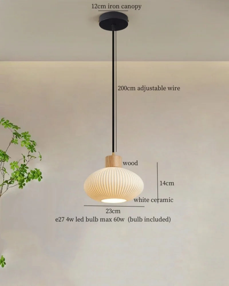 Afralia™ Nordic White Ceramic LED Pendant Light for Modern Living Spaces